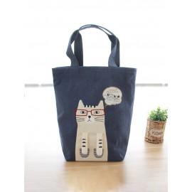 Women Casual Cat Pattern Handbag Tote Bag