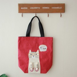 Women Casual Cat Pattern Handbag Tote Bag
