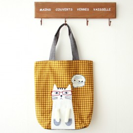 Women Casual Cat Pattern Handbag Tote Bag