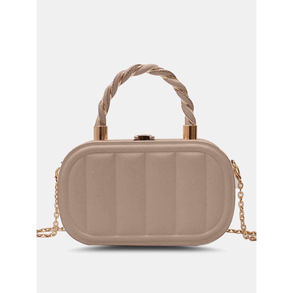 Women Faux Leather Brief Multi-Carry Chain Handbag Crossbody Bag