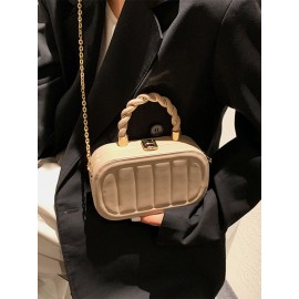Women Faux Leather Brief Multi-Carry Chain Handbag Crossbody Bag