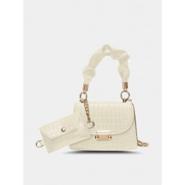 Women Faux Leather Fashion Multi-Carry Alligator Solid Color Handbag Crossbody Bag