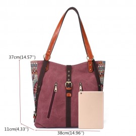 Brenice National Canvas Handbags Vintage Flower Shoulder Bags Multifuntion Backpack