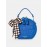 Trendy Klein Blue Stone Pattern Handbag Faux Leather Rivet Round Silk Scarves Decoration Crossbody bag