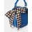 Trendy Klein Blue Stone Pattern Handbag Faux Leather Rivet Round Silk Scarves Decoration Crossbody bag