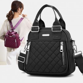 Women Nylon Diamond Crossbody Bag Backpack