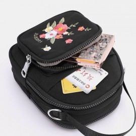 Women Nylon Waterproof Embroidery Casual Shoulder Bag Handbag