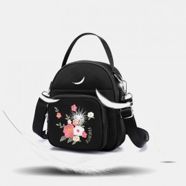 Women Nylon Waterproof Embroidery Casual Shoulder Bag Handbag