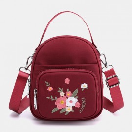 Women Nylon Waterproof Embroidery Casual Shoulder Bag Handbag