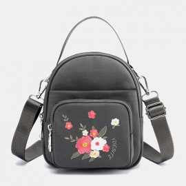 Women Nylon Waterproof Embroidery Casual Shoulder Bag Handbag