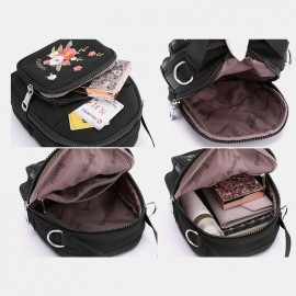 Women Nylon Waterproof Embroidery Casual Shoulder Bag Handbag