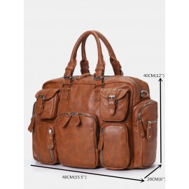 Women Casual Large Capacity Multifunction Handbag Solid Shoulder Bag