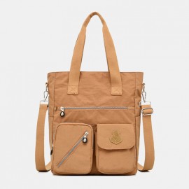 Women Solid Nylon Waterproof Large Capacity Crossbody Bag
