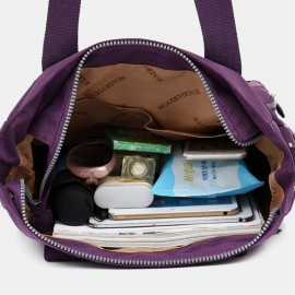 Women Solid Nylon Waterproof Large Capacity Crossbody Bag