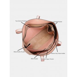 Women 2 PCS 15.6 Inch Laptop Pocket Multi-pocket Large Capacity Removable Key Multifunctional Handbag Tote