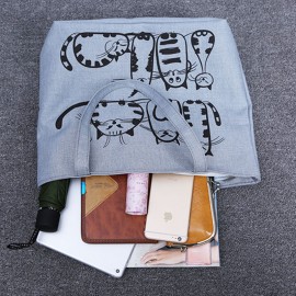 Women Cute Cat Pattern Handbags Large Capacity Leisure Shoulder Bags