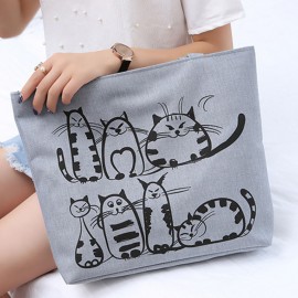 Women Cute Cat Pattern Handbags Large Capacity Leisure Shoulder Bags