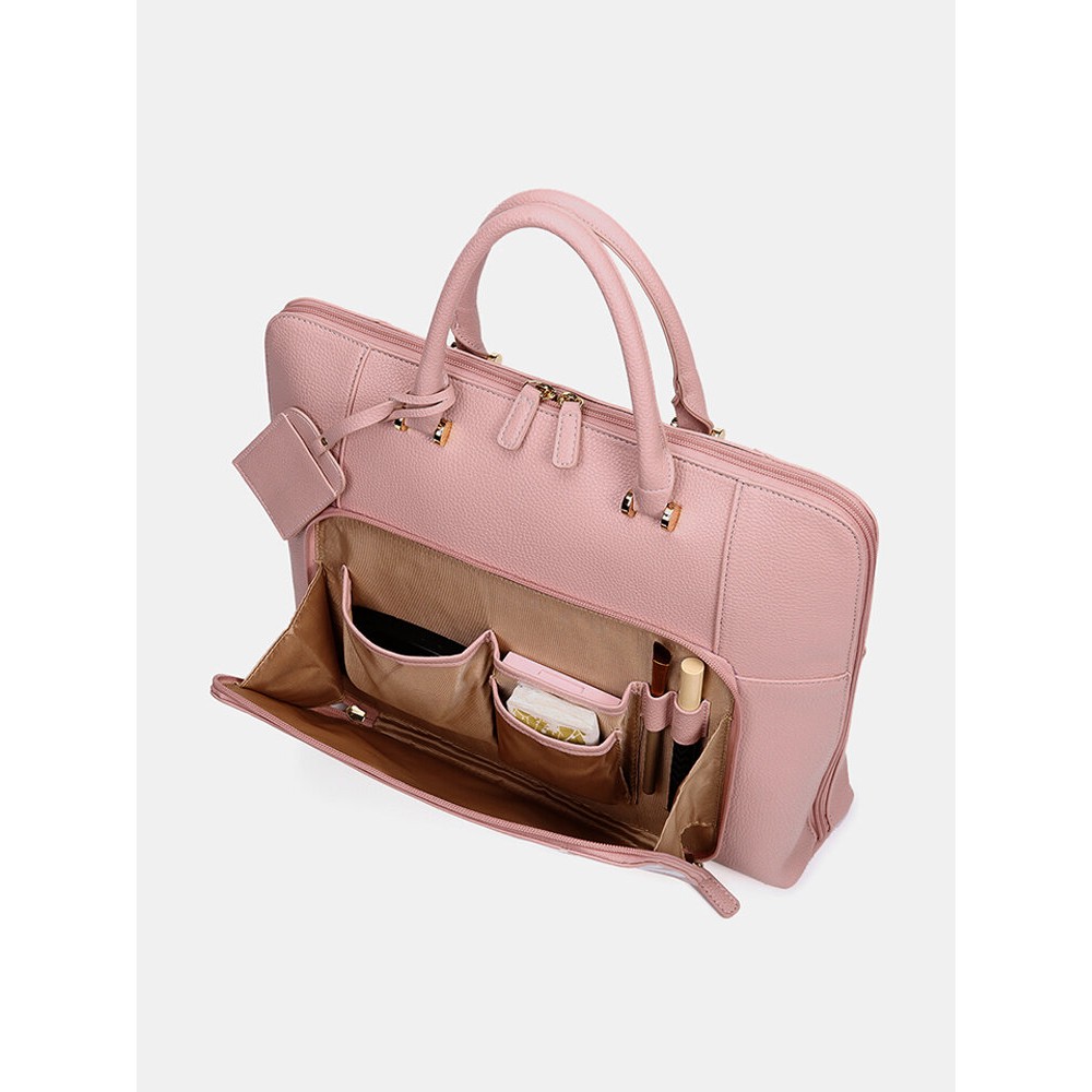 Women Design Striped Business Handbag Multifunction Crossbody Bag