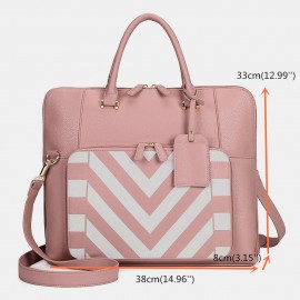 Women Design Striped Business Handbag Multifunction Crossbody Bag