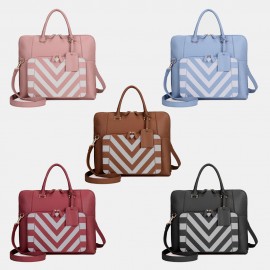 Women Design Striped Business Handbag Multifunction Crossbody Bag