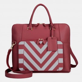 Women Design Striped Business Handbag Multifunction Crossbody Bag