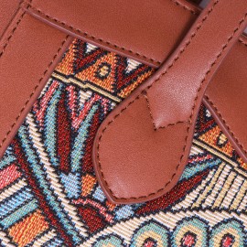 Brenice Embroidery Tote Handbags Vintage Flowers Shoulder Crossbody Bags