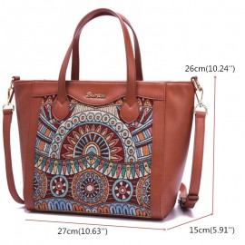 Brenice Embroidery Tote Handbags Vintage Flowers Shoulder Crossbody Bags