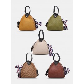 Women Straw Casual Weave Beautiful Silk Scarf Solid Color Crossbody Bag Handbag