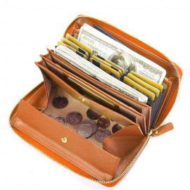 Brenice RFID Microfiber Zipper Long Wallets Large Capacity 11 Card Holder Coin Purse