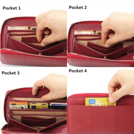 Brenice RFID Microfiber Zipper Long Wallets Large Capacity 11 Card Holder Coin Purse