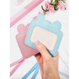 Women Cute Animal Card Holder Solid Wallet Purse Neck Bag