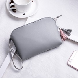 Women Pure Color PU Leather 5.5inch Phone Bag Coin Bag Card Holder Purse