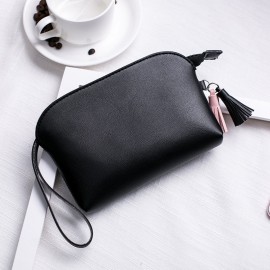 Women Pure Color PU Leather 5.5inch Phone Bag Coin Bag Card Holder Purse