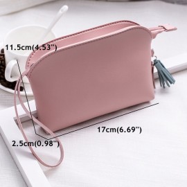 Women Pure Color PU Leather 5.5inch Phone Bag Coin Bag Card Holder Purse