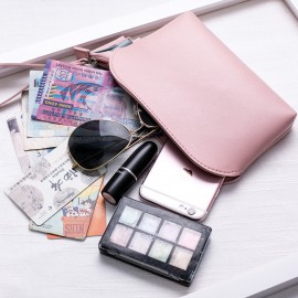 Women Pure Color PU Leather 5.5inch Phone Bag Coin Bag Card Holder Purse