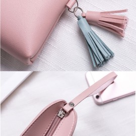 Women Pure Color PU Leather 5.5inch Phone Bag Coin Bag Card Holder Purse
