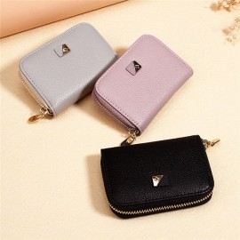 Women PU Leather 9 Card Slot Wallet Leisure Solid Coin Purse
