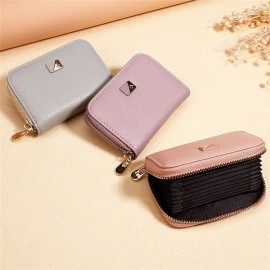 Women PU Leather 9 Card Slot Wallet Leisure Solid Coin Purse