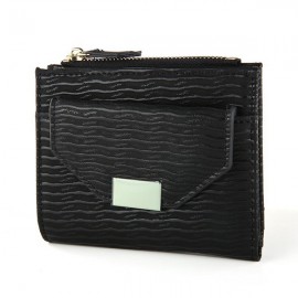 Women Bifold PU Leather Short Wallet Solid Coin Purse