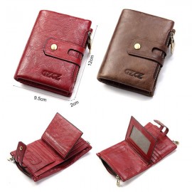 Genuine Leather Bifold Wallet Female Small Wallet Money Bag Coin Purse Card Holder