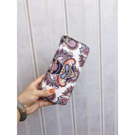 Women Ethnic Print 6.5 Inch Phone Bag Money Clip Wallet Purse