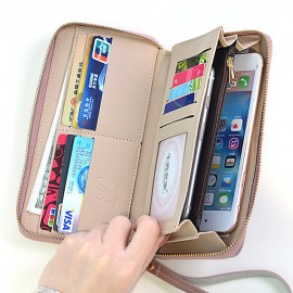 Women Multi-function Faux Leather Wallet 6 Inch Phone Bag Card Holder
