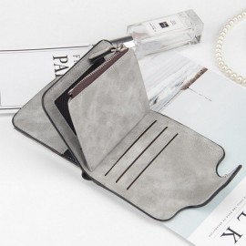 Women Trifold PU Leather Short Wallet 8 Card Slot Coin Purse