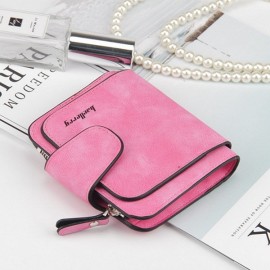 Women Trifold PU Leather Short Wallet 8 Card Slot Coin Purse