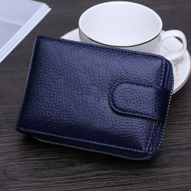 Men And Women RFID Genuine Leather Wallet 10 Card Slot Multifunction Purse