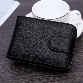 Men And Women RFID Genuine Leather Wallet 10 Card Slot Multifunction Purse