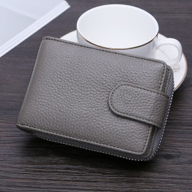 Men And Women RFID Genuine Leather Wallet 10 Card Slot Multifunction Purse