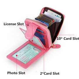 Men And Women RFID Genuine Leather Wallet 10 Card Slot Multifunction Purse