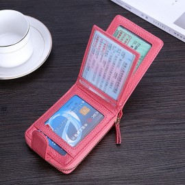 Men And Women RFID Genuine Leather Wallet 10 Card Slot Multifunction Purse