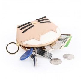 Women Cute Cate Coin Purse Faux Leather Key Holder